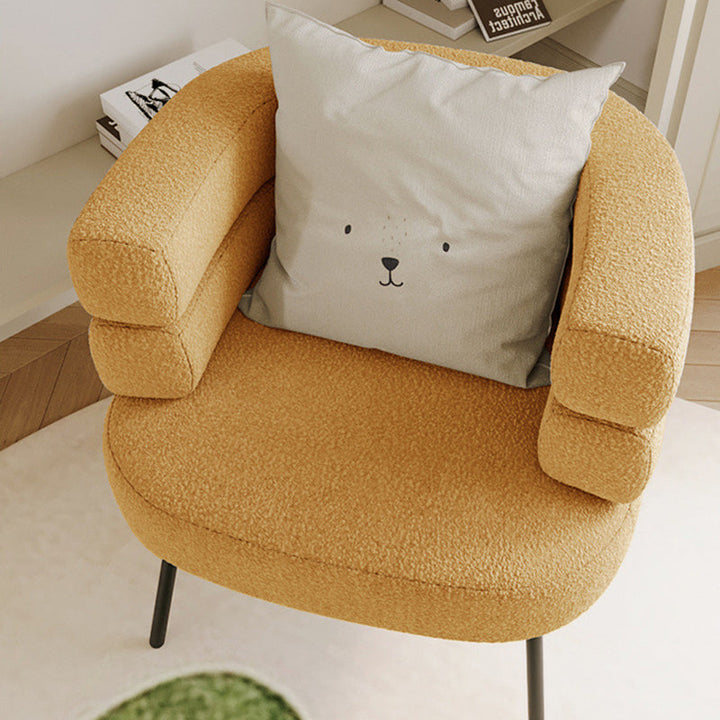 Contemporary Creative Sherpa Fabric Metal Semi-Enclosed Cylindrical Lounge Chair With Backrest &amp; Armrests For Bedroom