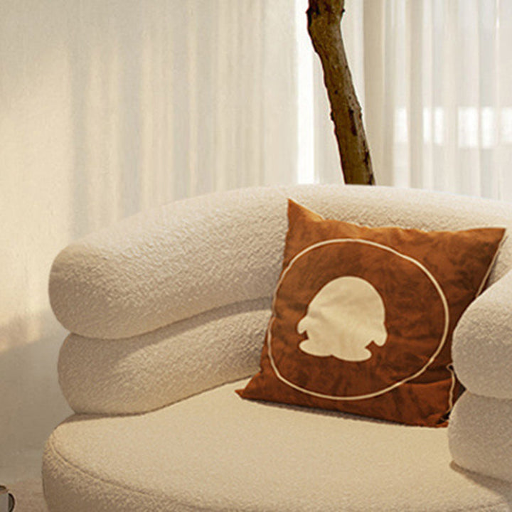 Contemporary Creative Sherpa Fabric Metal Semi-Enclosed Cylindrical Lounge Chair With Backrest &amp; Armrests For Bedroom