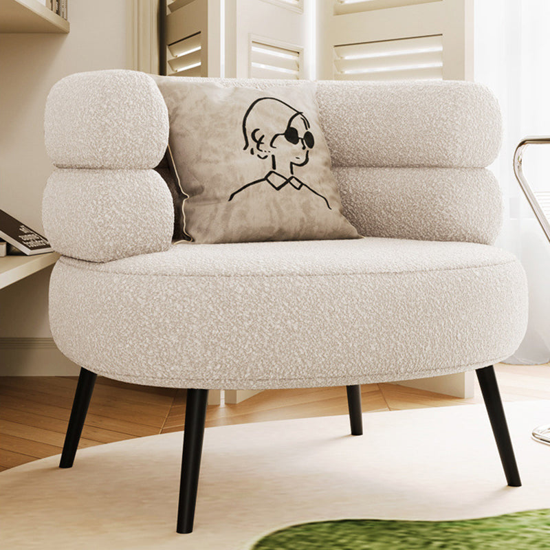 Contemporary Creative Sherpa Fabric Metal Semi-Enclosed Cylindrical Lounge Chair With Backrest &amp; Armrests For Bedroom