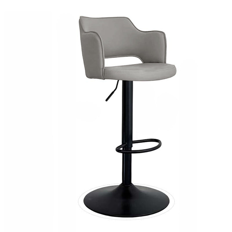 Contemporary Scandinavian Silicone Rubber Leather Iron Curved Round Bar Stool With Backrest Armrests For Dining Room