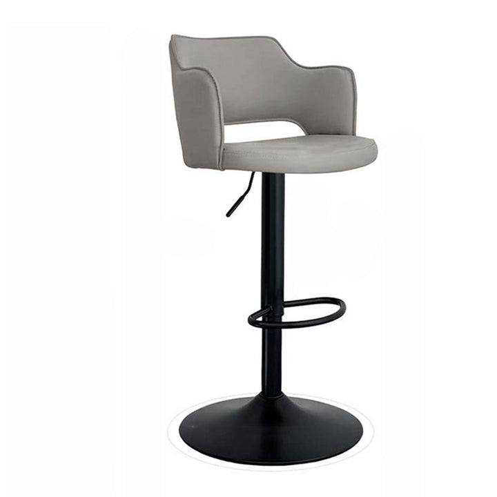 Contemporary Scandinavian Silicone Rubber Leather Iron Curved Round Bar Stool With Backrest Armrests For Dining Room