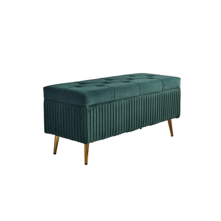 Modern Minimalist Velvet Sponge Metal Rectangular Storage Bench Backless For Entryway