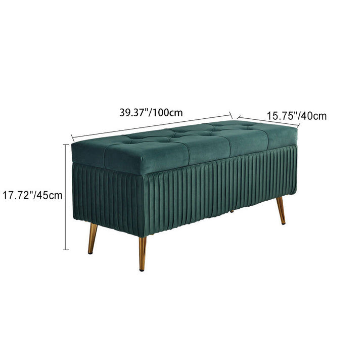Modern Minimalist Velvet Sponge Metal Rectangular Storage Bench Backless For Entryway
