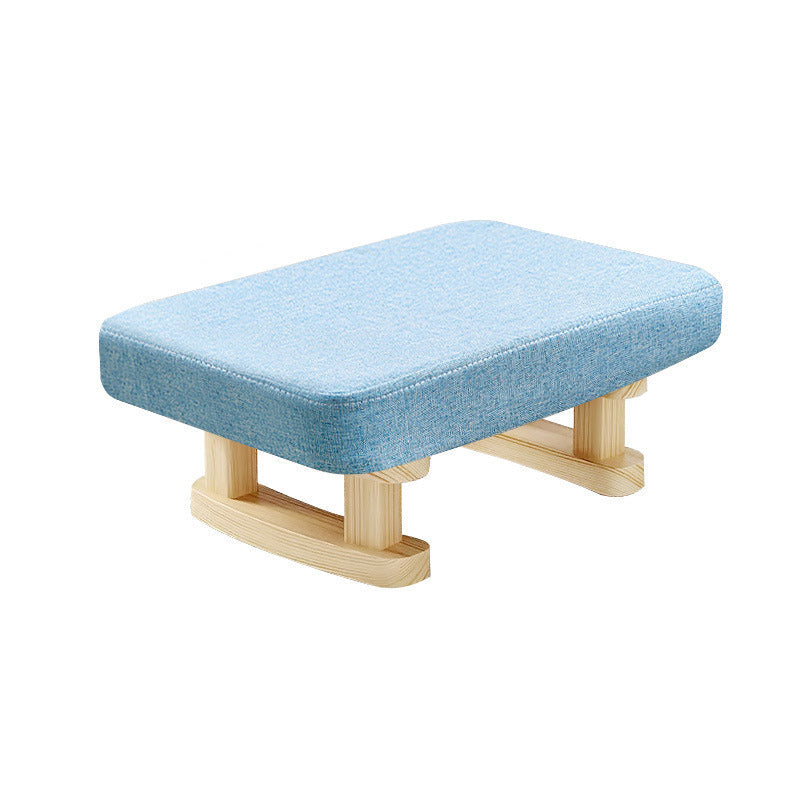 Modern Minimalist Rectangular Cotton And Linen Wood Footstool For Living Room