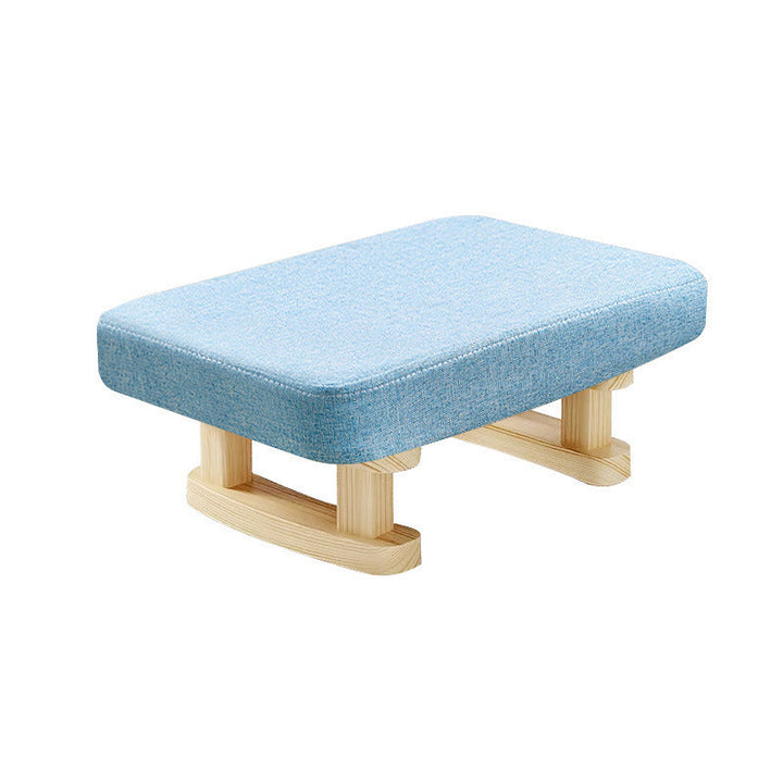 Modern Minimalist Rectangular Cotton And Linen Wood Footstool For Living Room