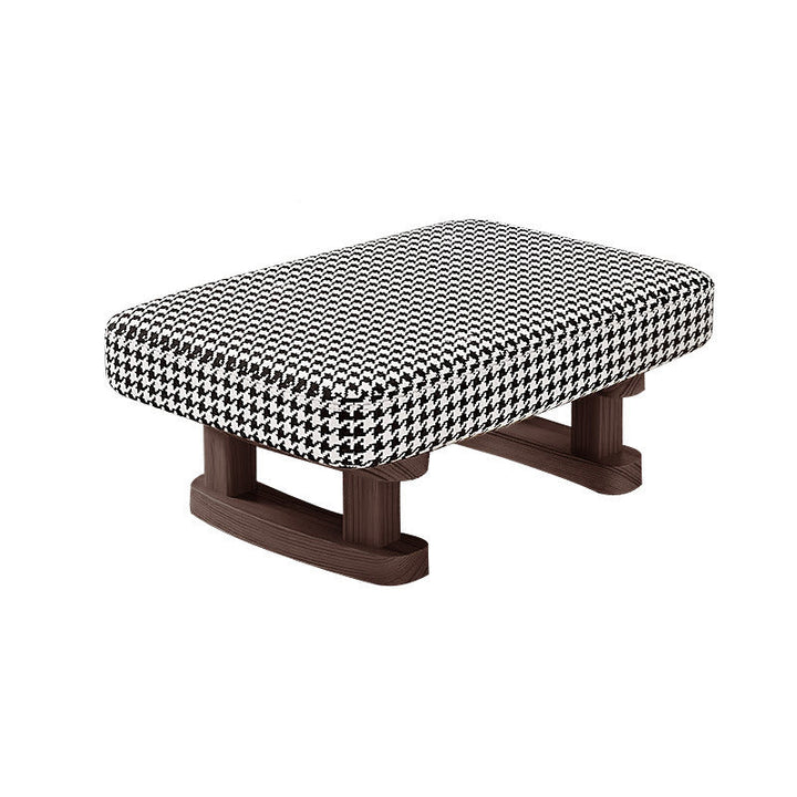 Modern Minimalist Rectangular Cotton And Linen Wood Footstool For Living Room
