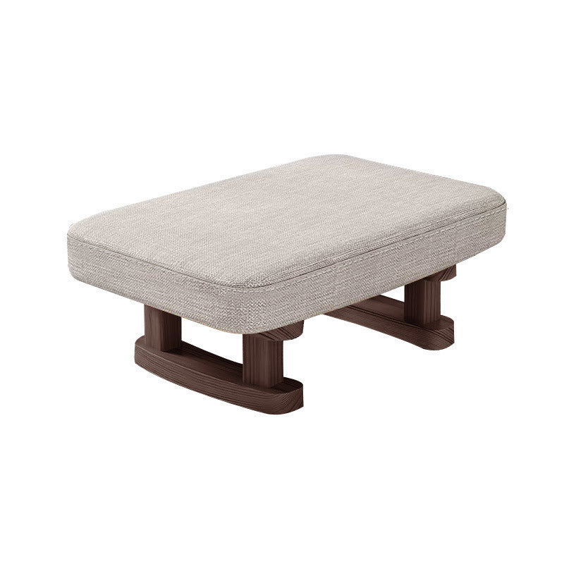 Modern Minimalist Rectangular Cotton And Linen Wood Footstool For Living Room