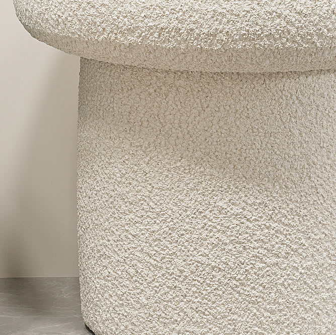 Contemporary Scandinavian Creative Mushroom Round Cylinder Wood Sherpa Fabric Vanity Stool For Bedroom