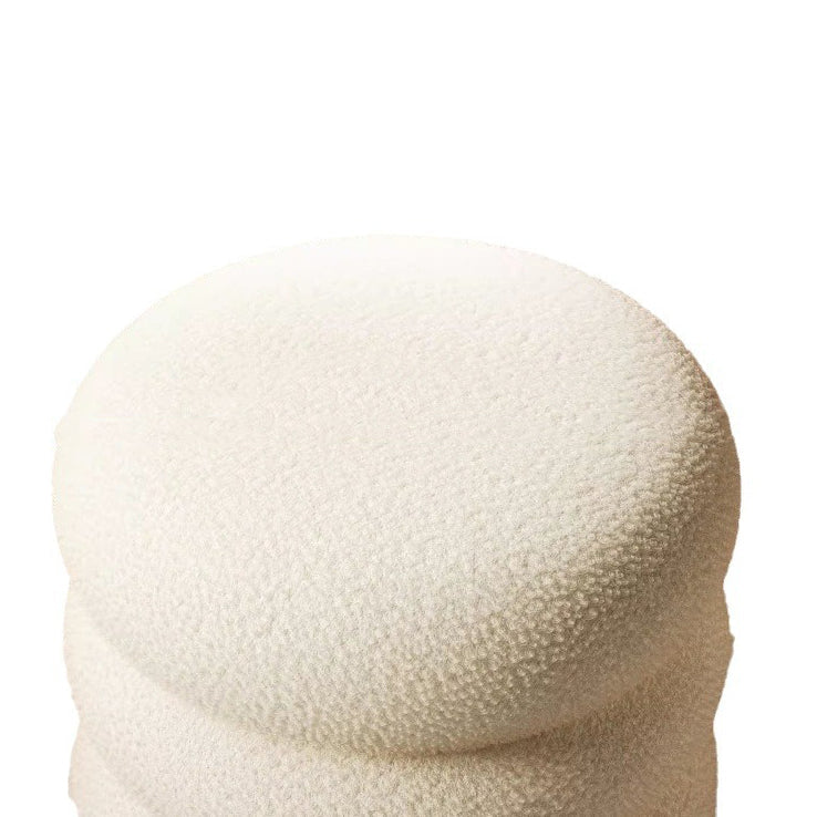 Modern Minimalist Cylinder Frame Sherpa Fabric Plywood Vanity Stool For Bedroom