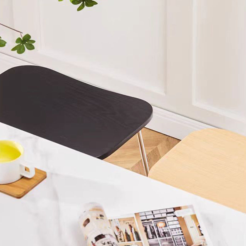 Contemporary Scandinavian Plywood Iron Rectangular Bar Stool Armless For Dining Room &amp; Kitchen