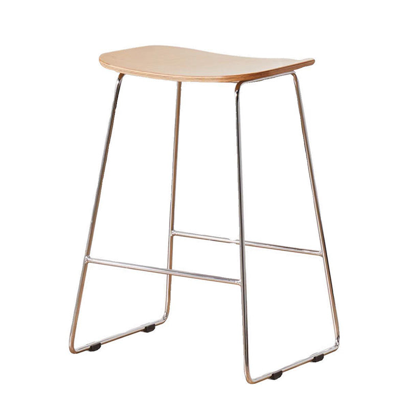 Contemporary Scandinavian Plywood Iron Rectangular Bar Stool Armless For Dining Room &amp; Kitchen