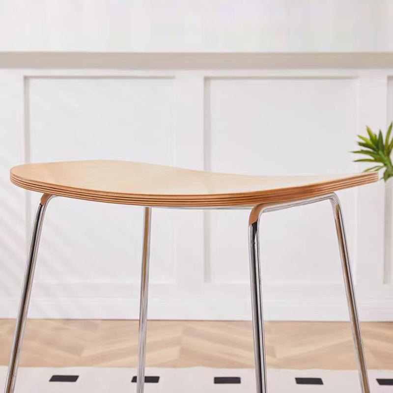 Contemporary Scandinavian Plywood Iron Rectangular Bar Stool Armless For Dining Room &amp; Kitchen