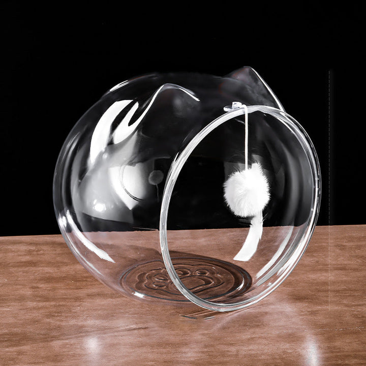 Modern Simplicity Washable Square Cat Plastic Ventilate Transparent Cat Bed 1- Hole For Living Room