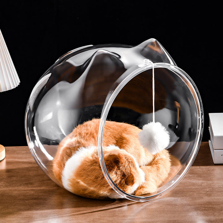 Modern Simplicity Washable Square Cat Plastic Ventilate Transparent Cat Bed 1- Hole For Living Room