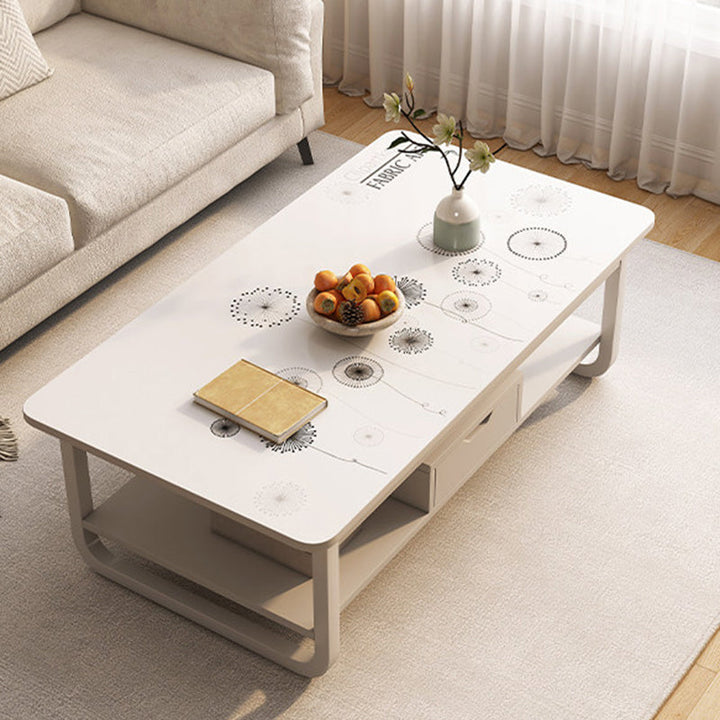 Contemporary Industrial MDF &amp; Steel Pipe Rectangular Coffee Table 2-Tier For Living Room