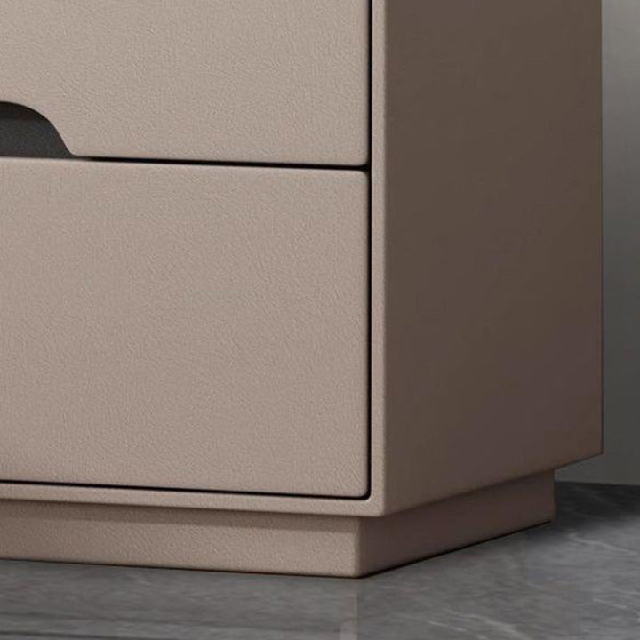 Modern Luxury Sintered Stone Microfiber Leather Solid Wood Rectangular Nightstand 2-Drawer For Bedroom