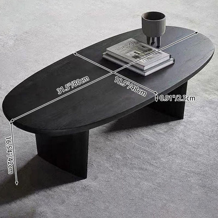 Contemporary Scandinavian Rubberwood Long Oval Coffee Table 1-Tier For Living Room