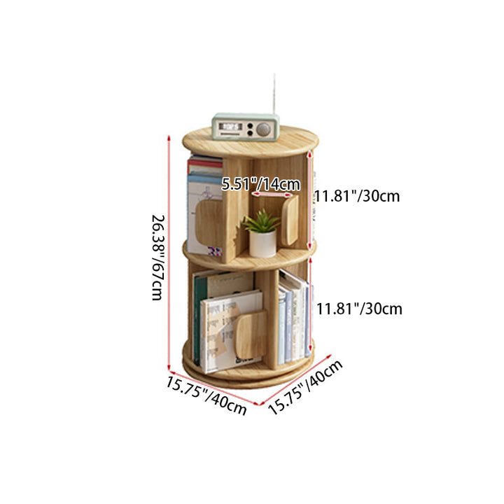 Contemporary Creative Solid Wood Rotating Round Shelf 2/3/4 Tier For Living Room