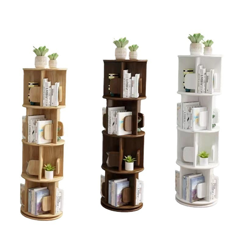 Contemporary Creative Solid Wood Rotating Round Shelf 2/3/4 Tier For Living Room