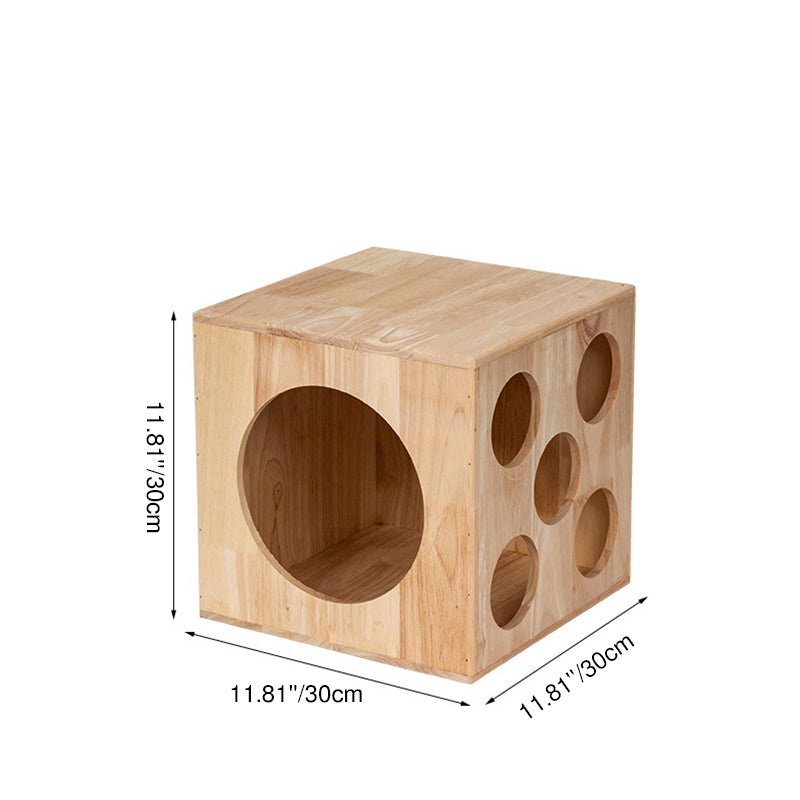 Traditional Chinese Rubberwood Square Round Cat Bed 1 Storage For Bedroom