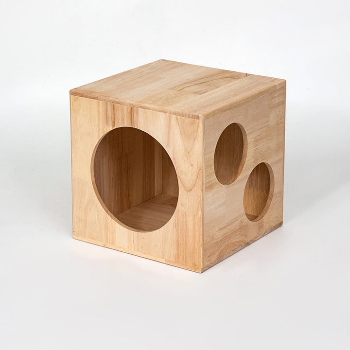 Traditional Chinese Rubberwood Square Round Cat Bed 1 Storage For Bedroom