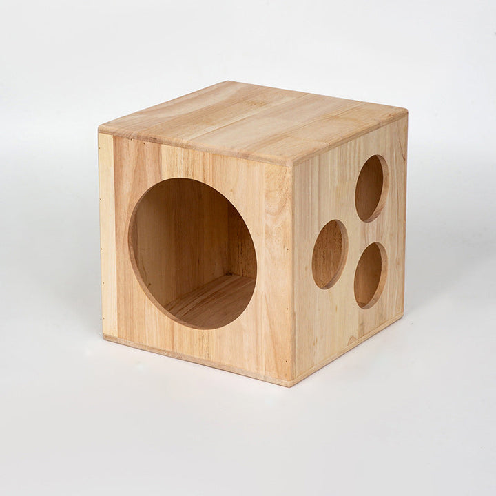 Traditional Chinese Rubberwood Square Round Cat Bed 1 Storage For Bedroom