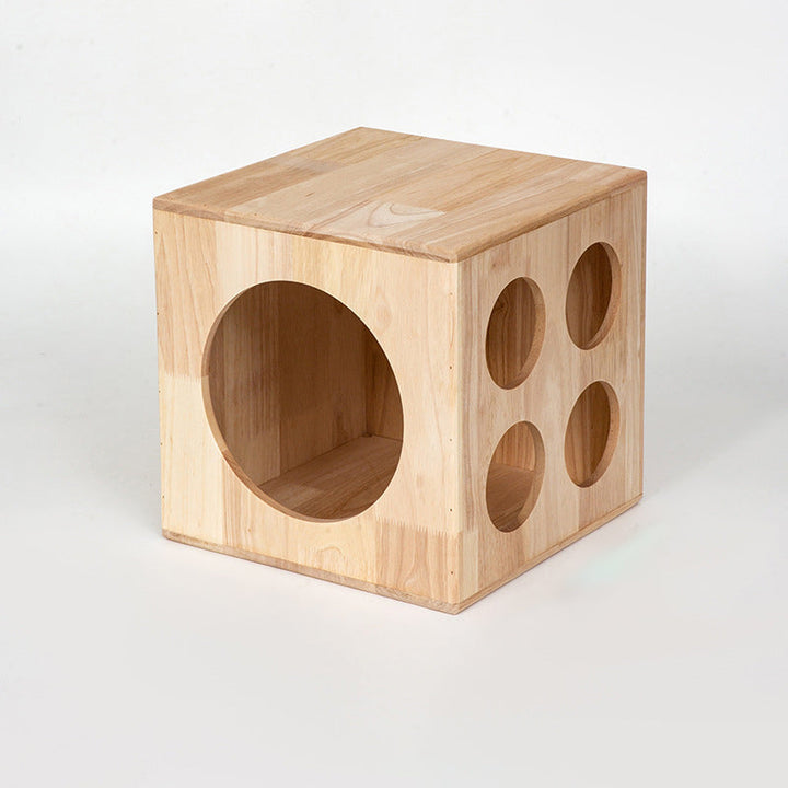 Traditional Chinese Rubberwood Square Round Cat Bed 1 Storage For Bedroom