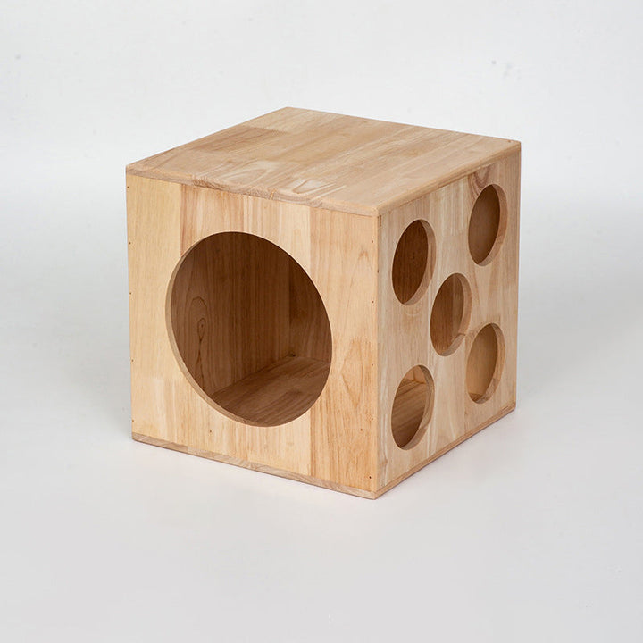 Traditional Chinese Rubberwood Square Round Cat Bed 1 Storage For Bedroom