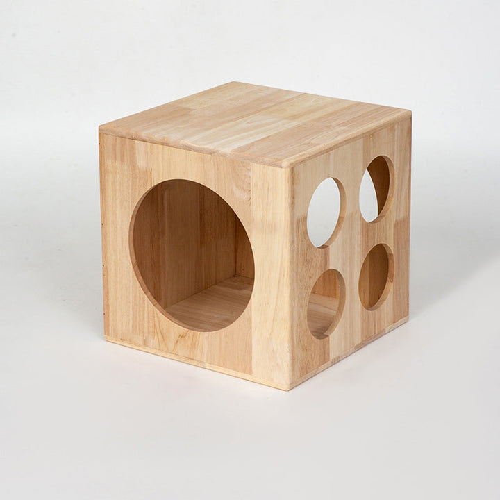 Traditional Chinese Rubberwood Square Round Cat Bed 1 Storage For Bedroom