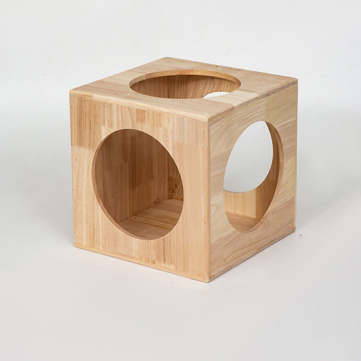 Traditional Chinese Rubberwood Square Round Cat Bed 1 Storage For Bedroom