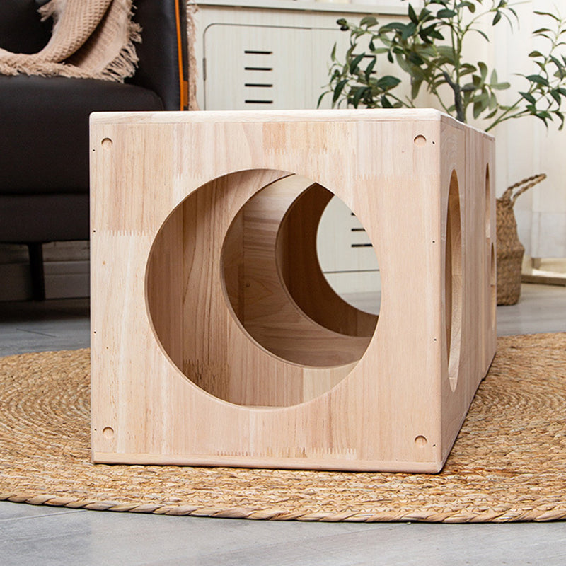 Traditional Chinese Rubberwood Square Round Cat Bed 1 Storage For Bedroom