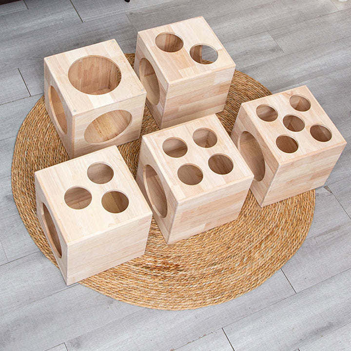 Traditional Chinese Rubberwood Square Round Cat Bed 1 Storage For Bedroom