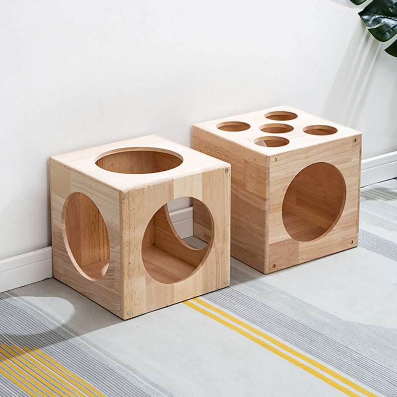 Traditional Chinese Rubberwood Square Round Cat Bed 1 Storage For Bedroom