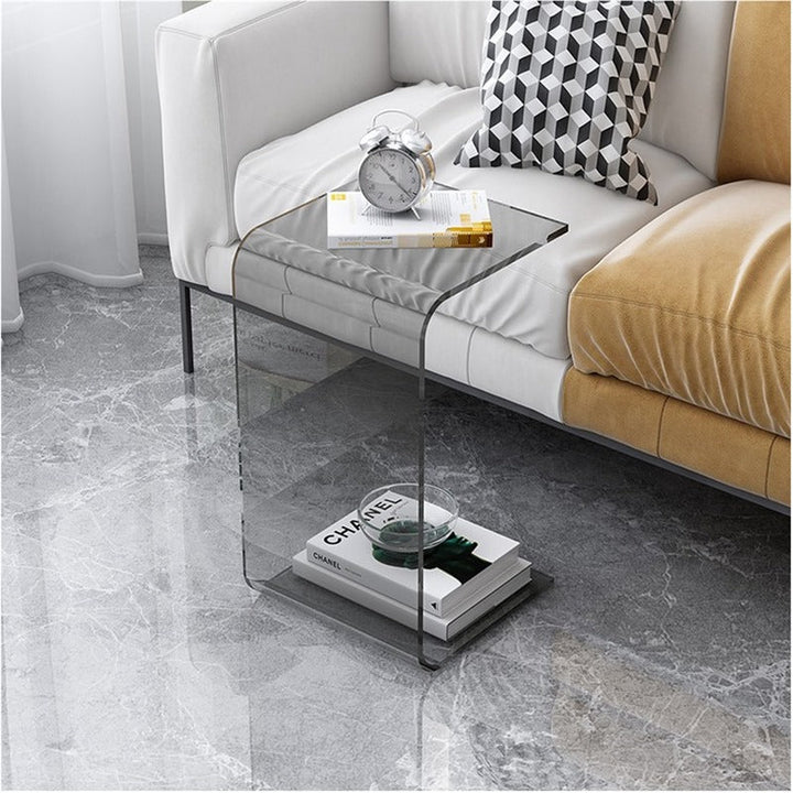 Modern Minimalist Rectangular Acrylic End Table 1-Tier For Living Room