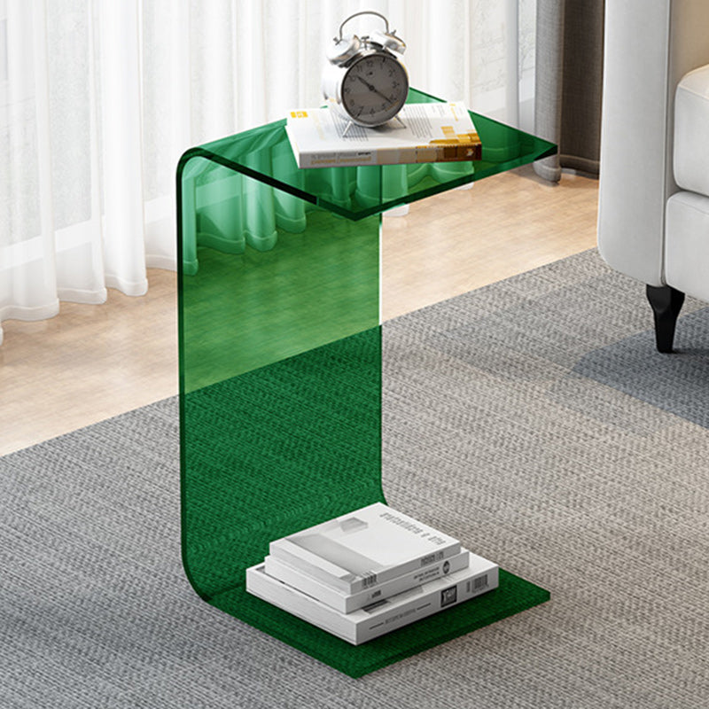 Modern Minimalist Rectangular Acrylic End Table 1-Tier For Living Room