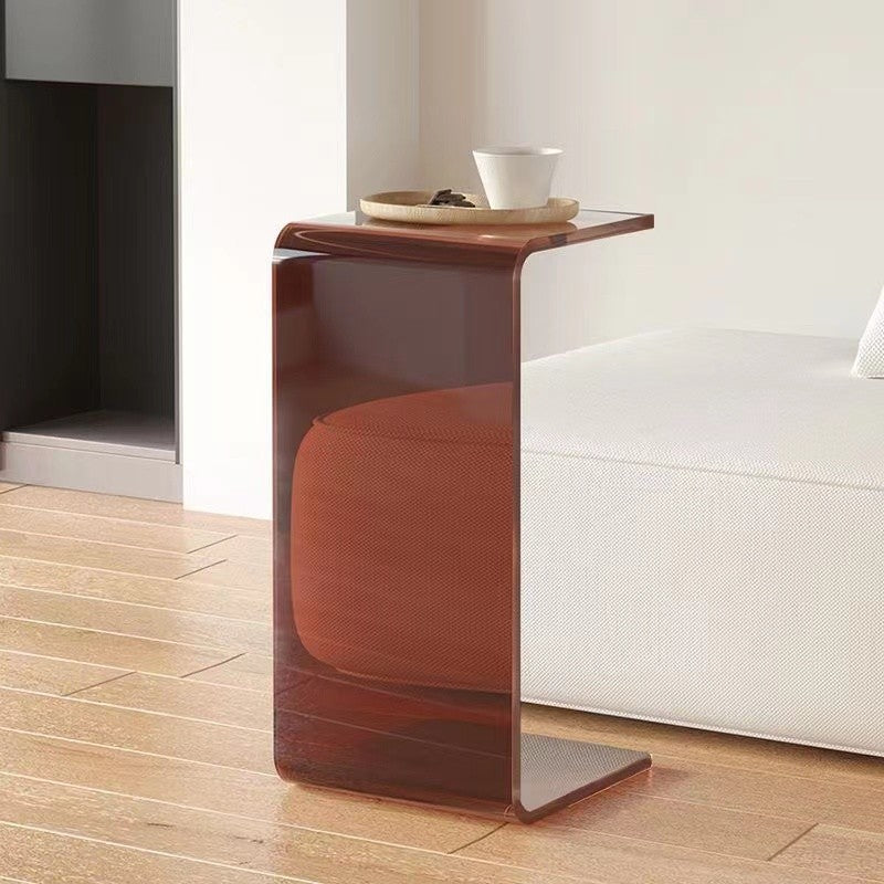 Modern Minimalist Rectangular Acrylic End Table 1-Tier For Living Room