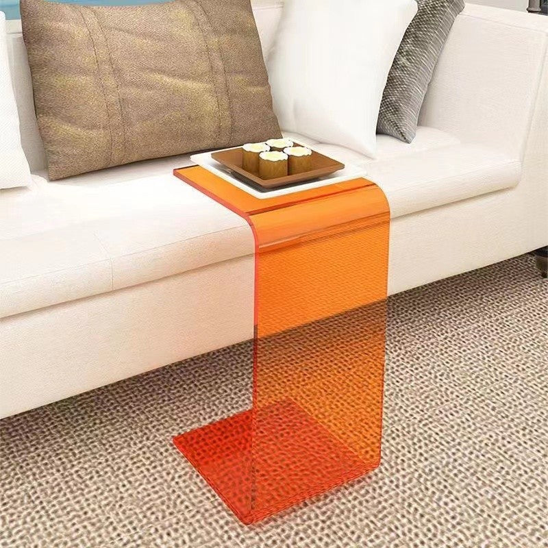 Modern Minimalist Rectangular Acrylic End Table 1-Tier For Living Room