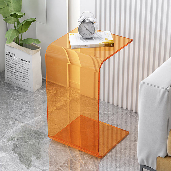 Modern Minimalist Rectangular Acrylic End Table 1-Tier For Living Room