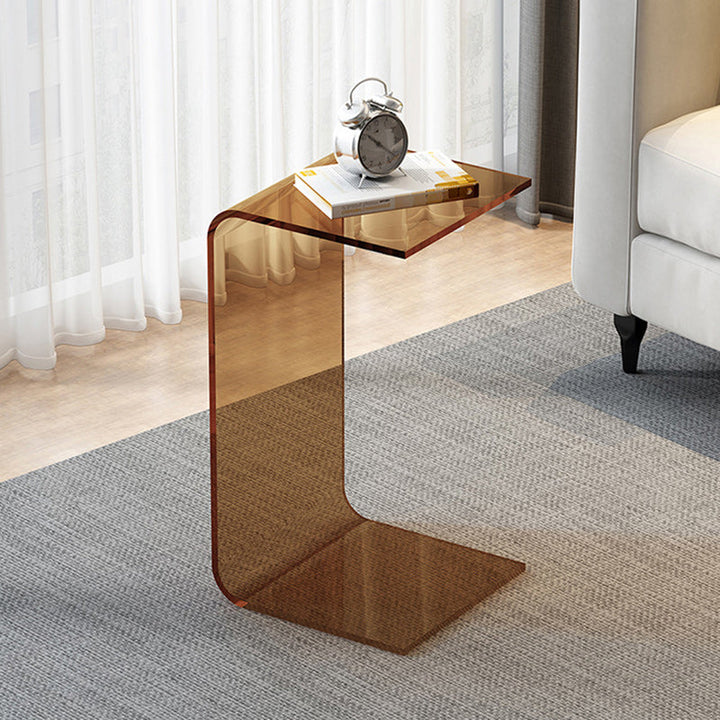 Modern Minimalist Rectangular Acrylic End Table 1-Tier For Living Room