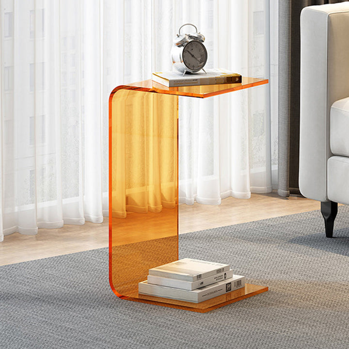 Modern Minimalist Rectangular Acrylic End Table 1-Tier For Living Room