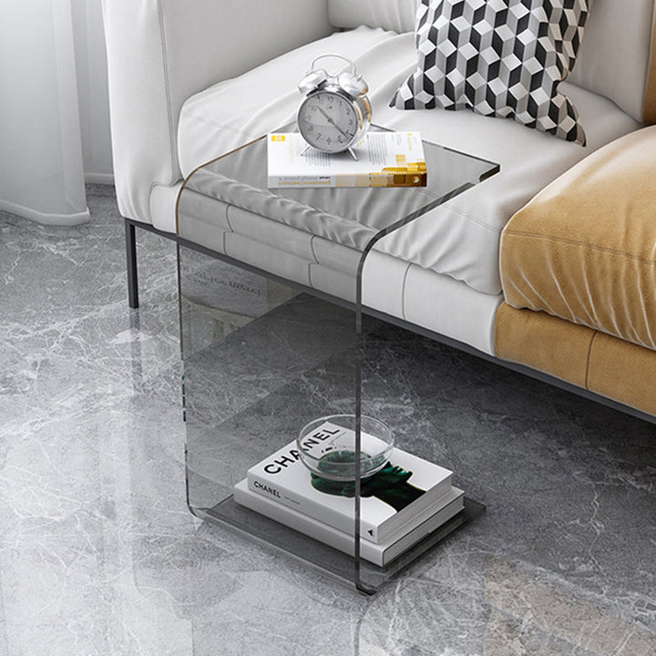 Modern Minimalist Rectangular Acrylic End Table 1-Tier For Living Room