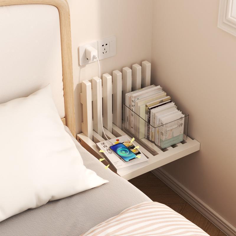 Modern Minimalist Ultra Thin Rubberwood Hidden Wall-Mounted Foldable End Table For Bedroom