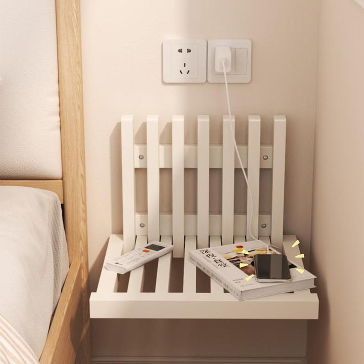 Modern Minimalist Ultra Thin Rubberwood Hidden Wall-Mounted Foldable End Table For Bedroom