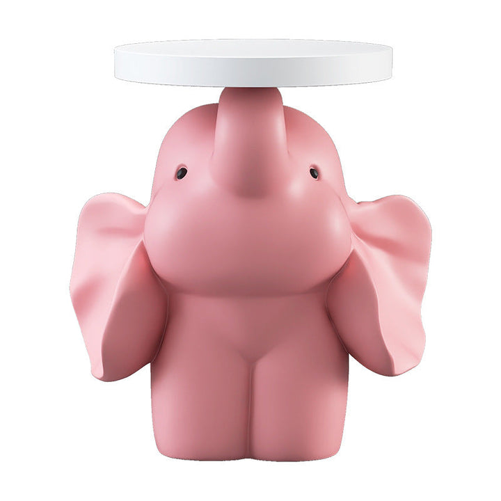 Contemporary Creative MDF Resin Base Round Top Elephant Side Table 1-Tier For Living Room