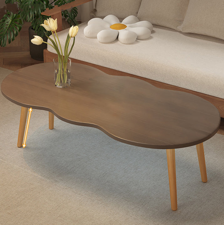 Modern Minimalist Cloud Shape Oval Wood Density Board Coffee Table 1/2 Tier For Living Room