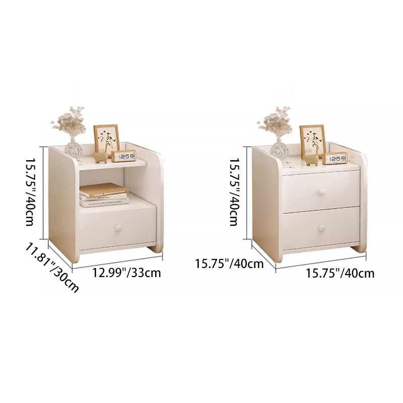 Contemporary Nordic Rectangular Plywood MDF Nightstand 1/2 Drawer For Bedroom