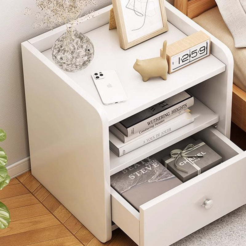 Contemporary Nordic Rectangular Plywood MDF Nightstand 1/2 Drawer For Bedroom