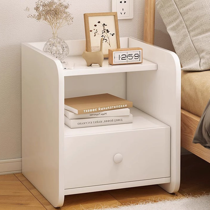 Contemporary Nordic Rectangular Plywood MDF Nightstand 1/2 Drawer For Bedroom