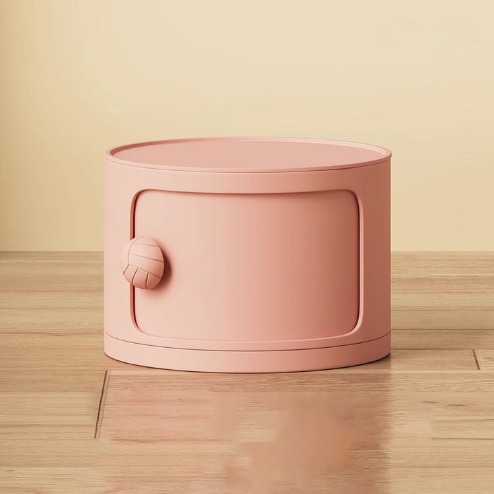 Modern Minimalist Dopamine Detachable Round Plastic Nightstand 1/2/3/4-Cabinet For Bedroom