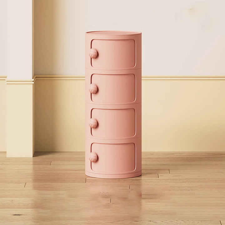 Modern Minimalist Dopamine Detachable Round Plastic Nightstand 1/2/3/4-Cabinet For Bedroom